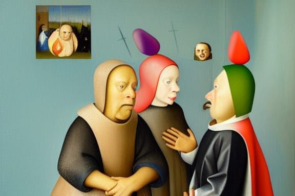 Meeting Apps Converse in a Bosch-Inspired Oil Painting
