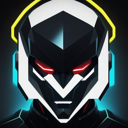 Angular Futuristic Cityscape with Robotic Head in Neo-Cubist...