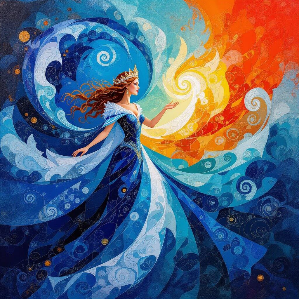 Queen of Ice and Fire Abstract Art with Royal Patterns