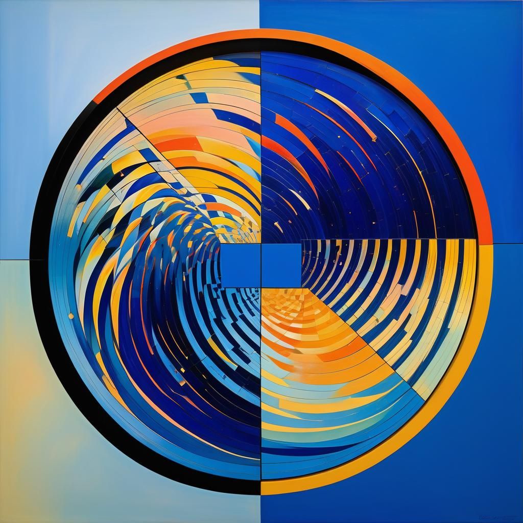 Iridescent Portal with Geometric Shapes and Crystalline Stru...