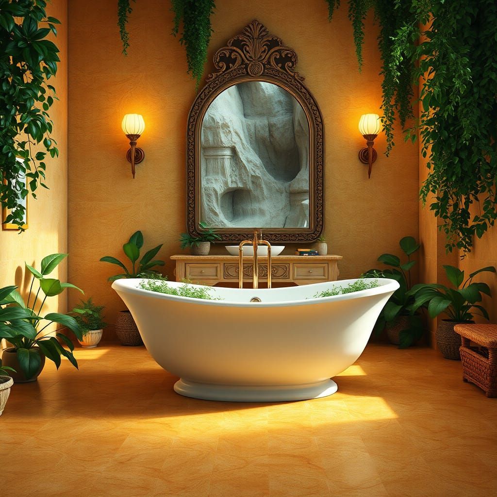 Tiled Oasis in Golden Hues