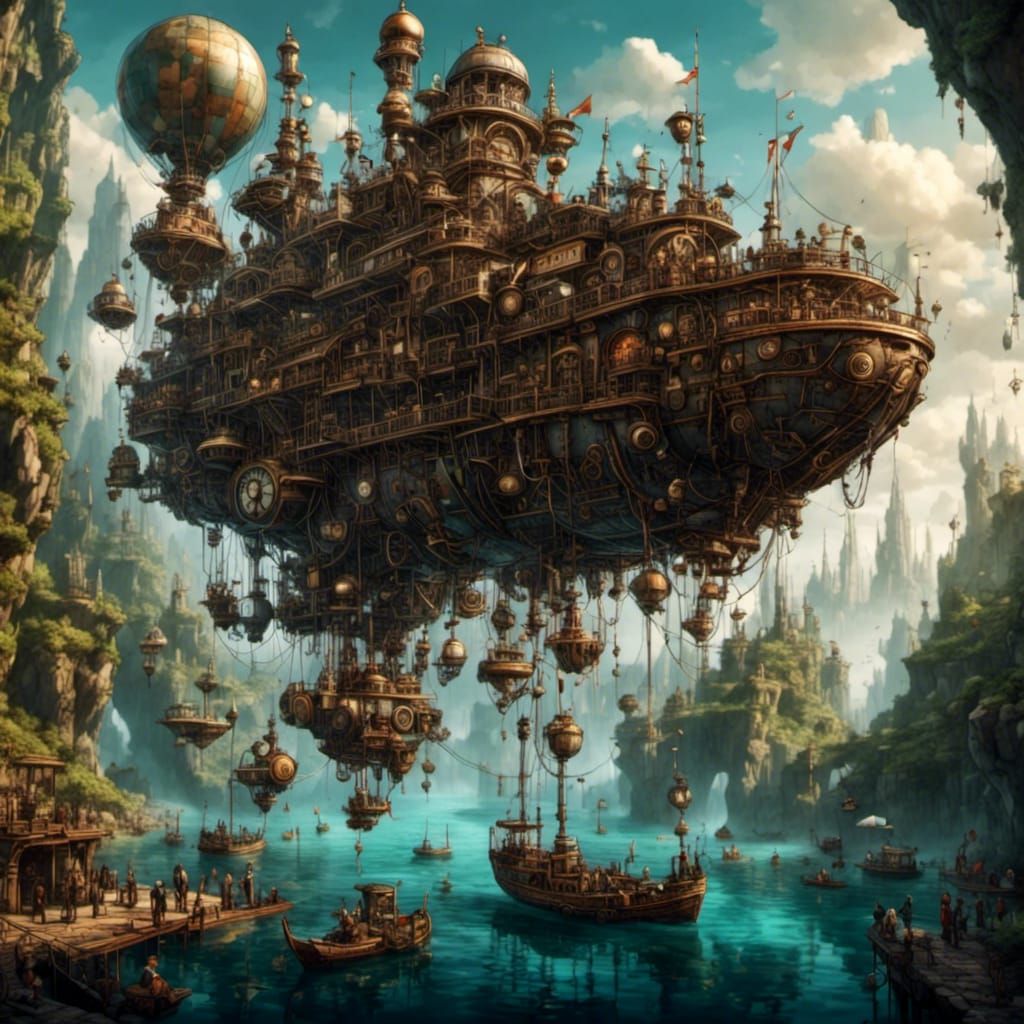 Victorian Steampunk Submarine Underwater