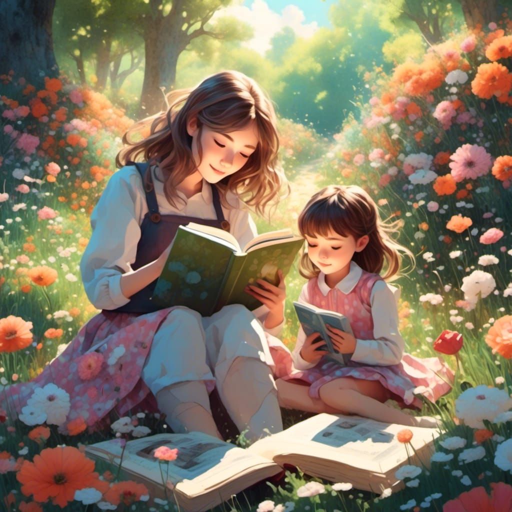 Anime Style: Mother and Daughter in Secret Garden