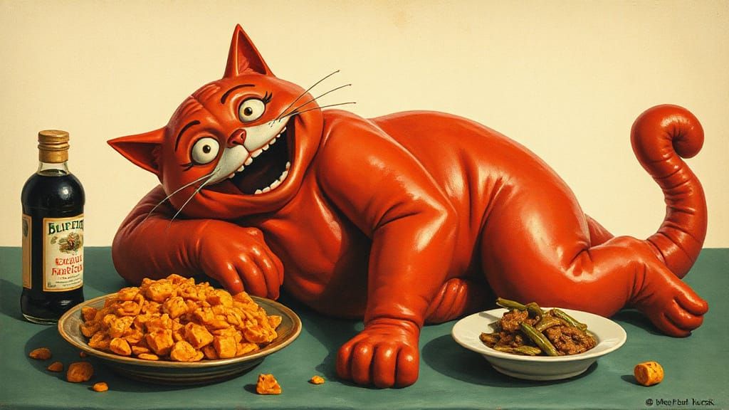 Comical Figures Drowning in Miracle Sauce