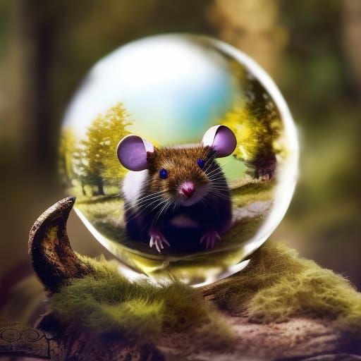Mouse in Glass Ball: Detailed Chibi Art