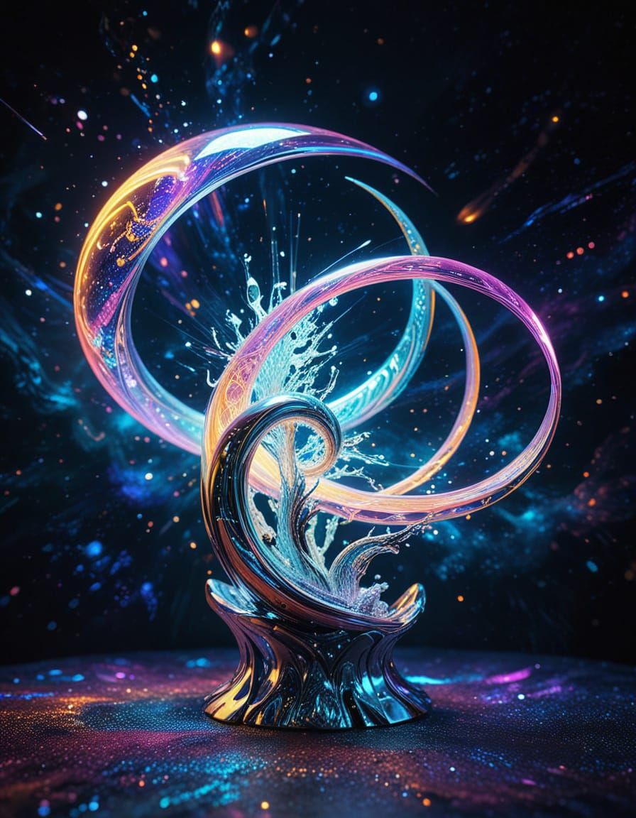 Surreal Cosmic Sculpture in Fiber-Optic Planet