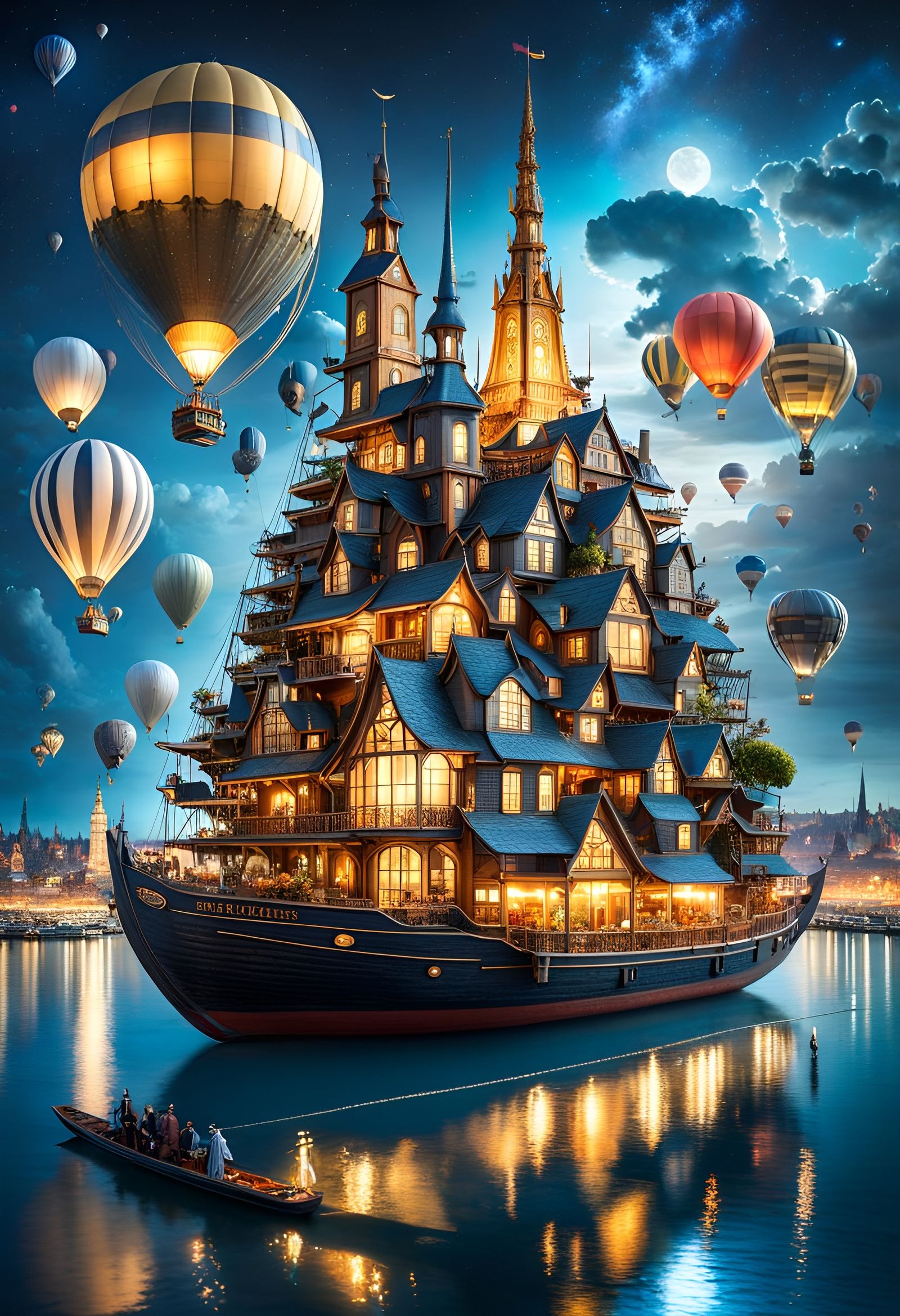 Surreal Floating City Under Twilight Sky