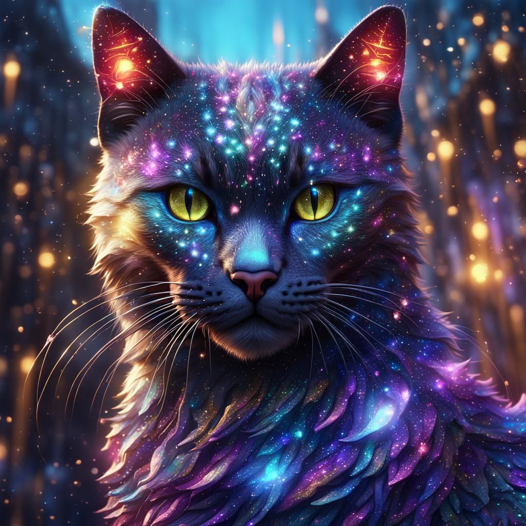 Sparkly Cat in Detailed Matte Painting