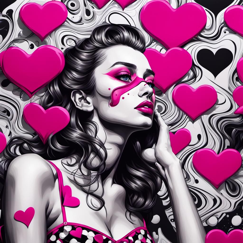 Pin-Up Girl in Vibrant Street Art Style