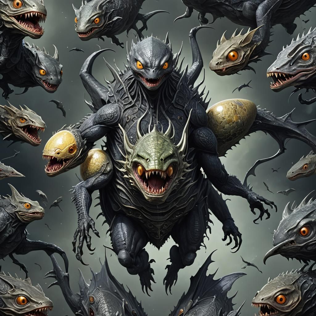 Alien Creature with Bat Limbs in Matte Painting Style