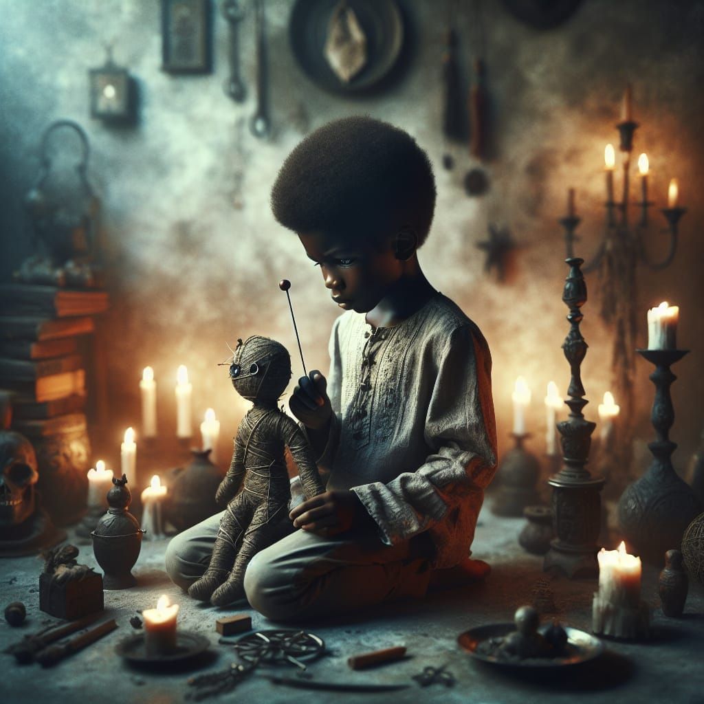 Enchanting Voodoo Child in Mystical Setting