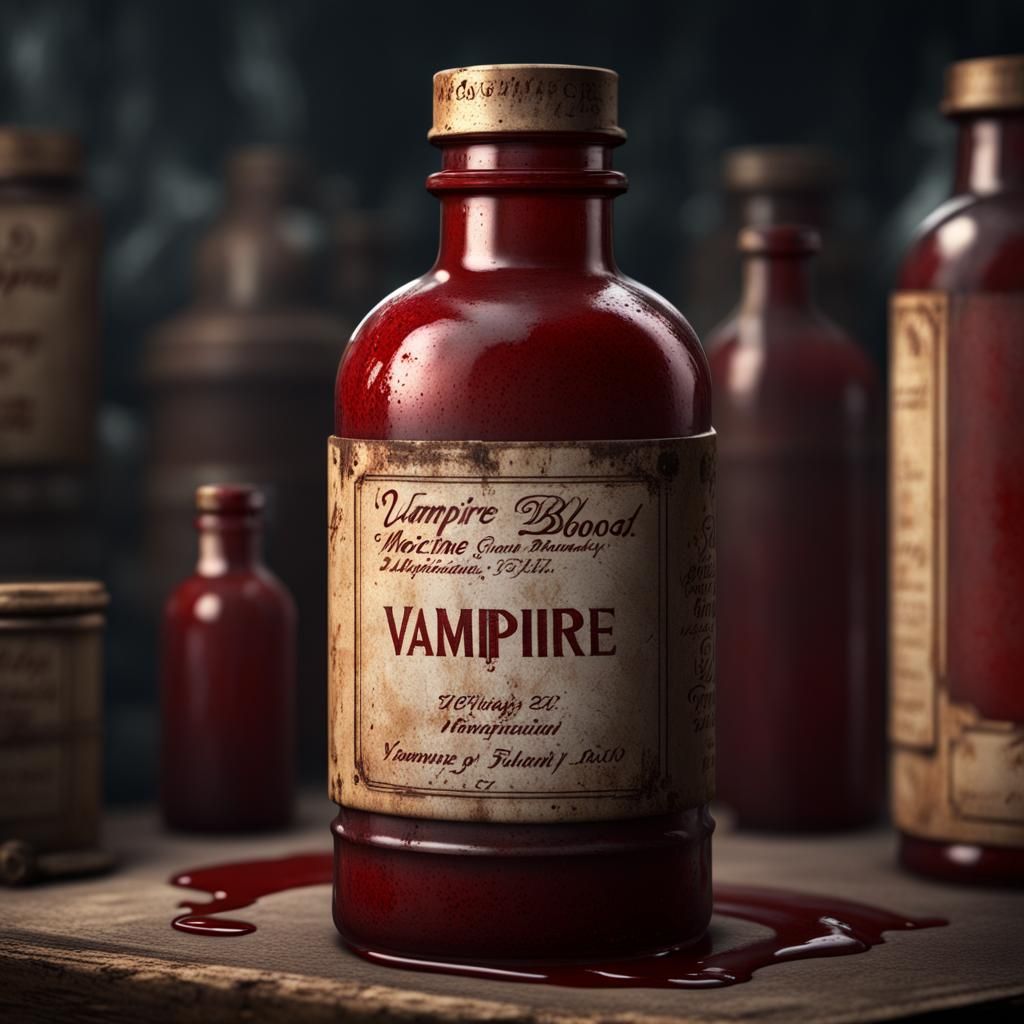 Dusty Vampire Blood Bottle: Detailed Matte Painting