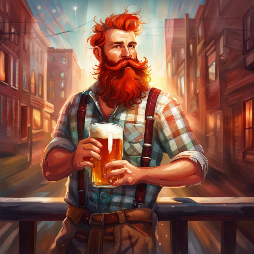 Hipster Man with IPA in Splash Art Style