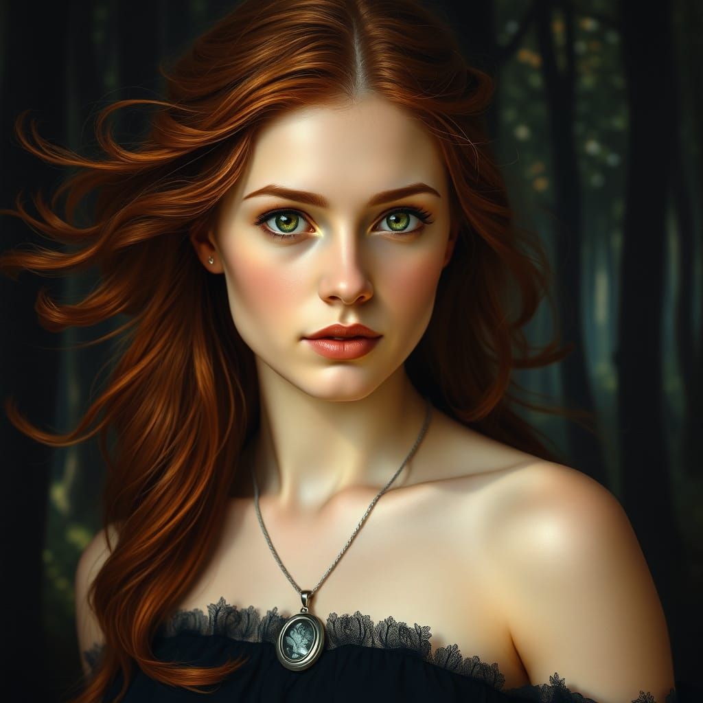 Pre-Raphaelite Portrait of Woman with Auburn Hair