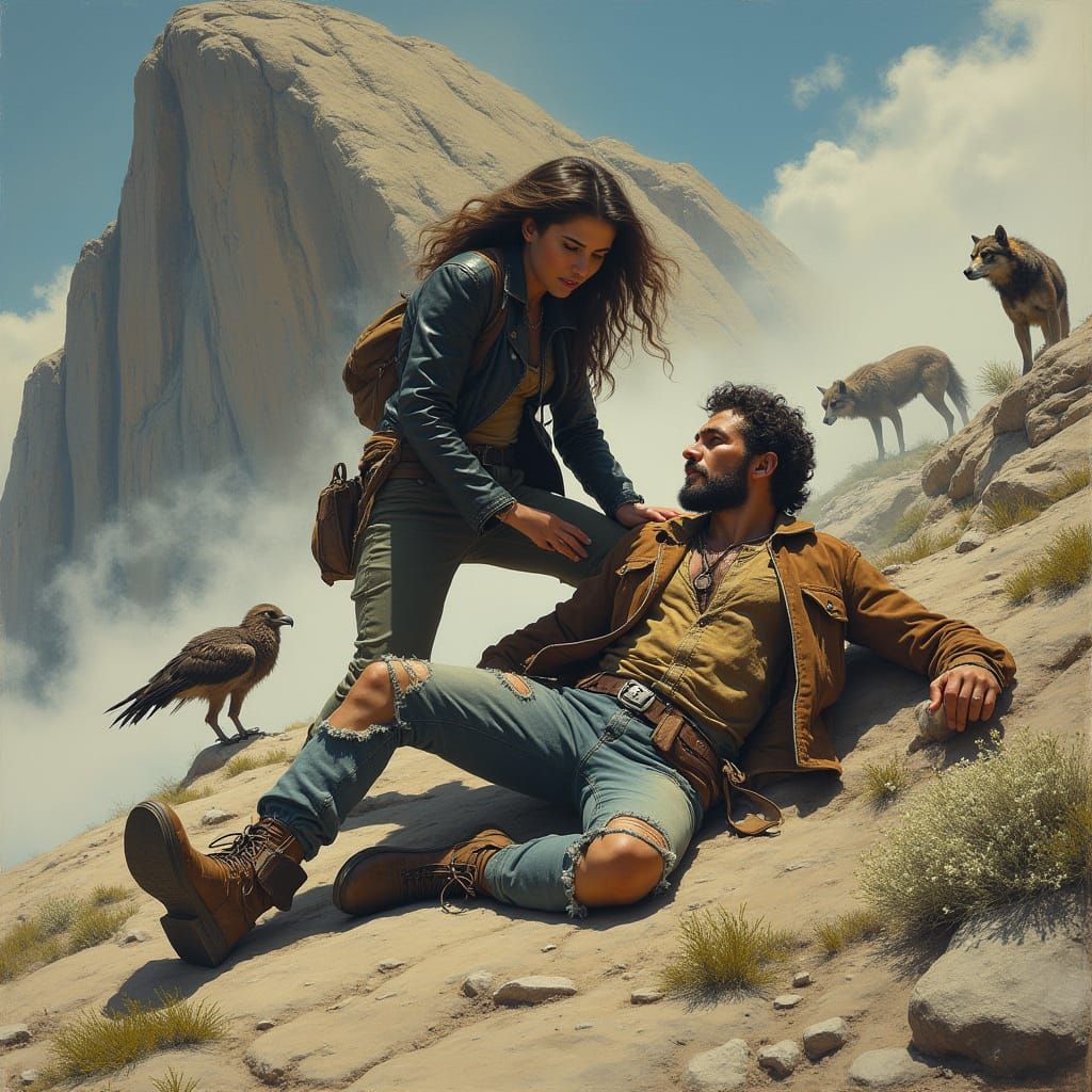 Intense Survival Scene with Wild Animals