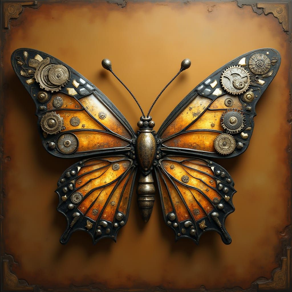 Steampunk Butterfly with Repurposed Wings