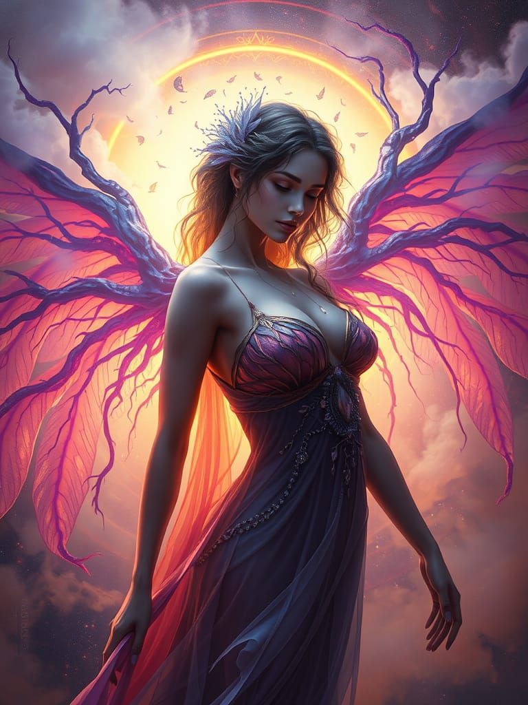 Mystical Goddess of Nature in Dreamy Atmosphere