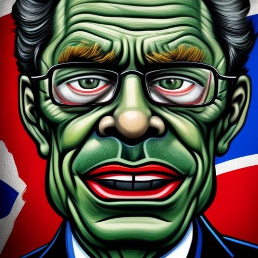 President Bush Caricature in Vibrant Political Satire