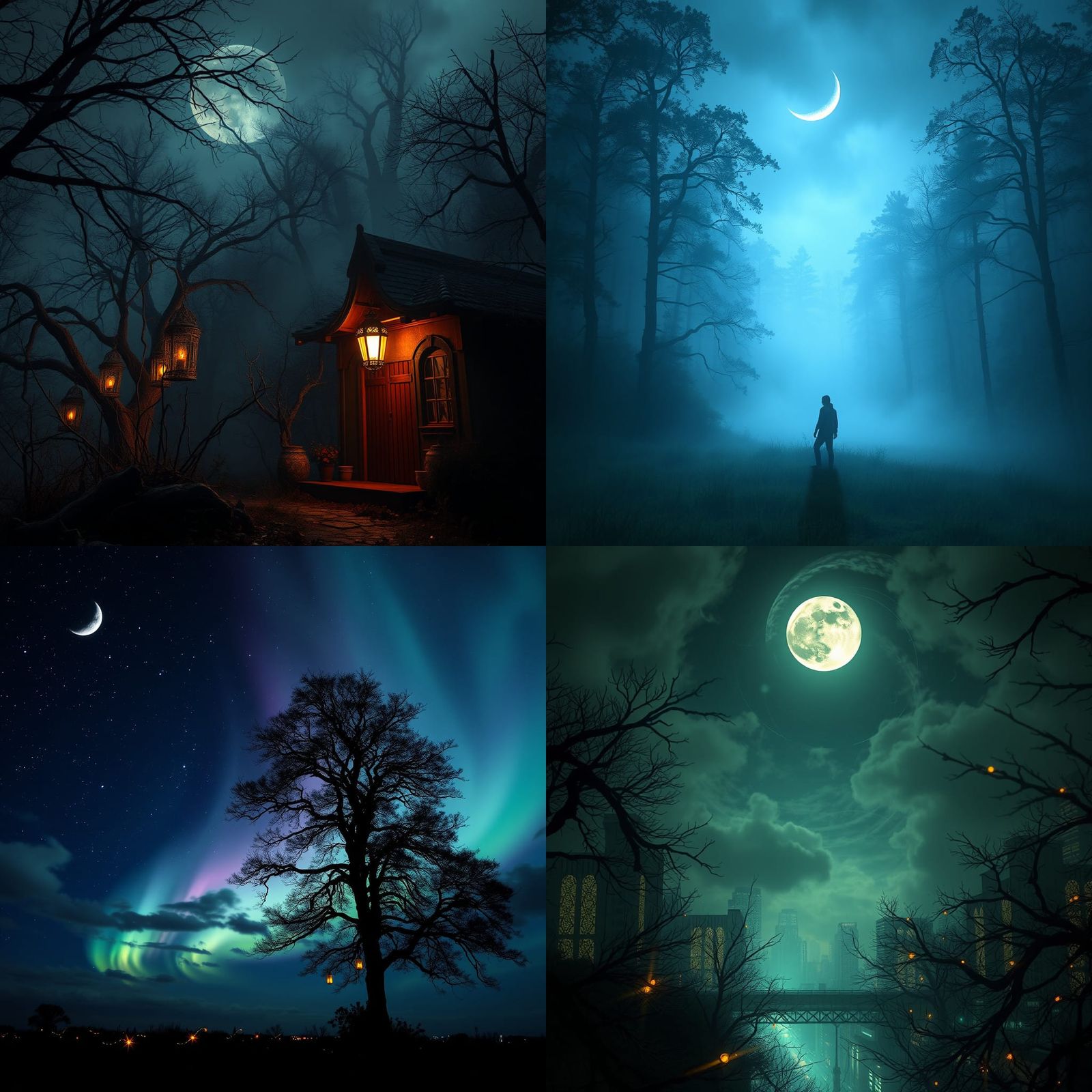 Magical Night Scene in Hyperrealistic Style