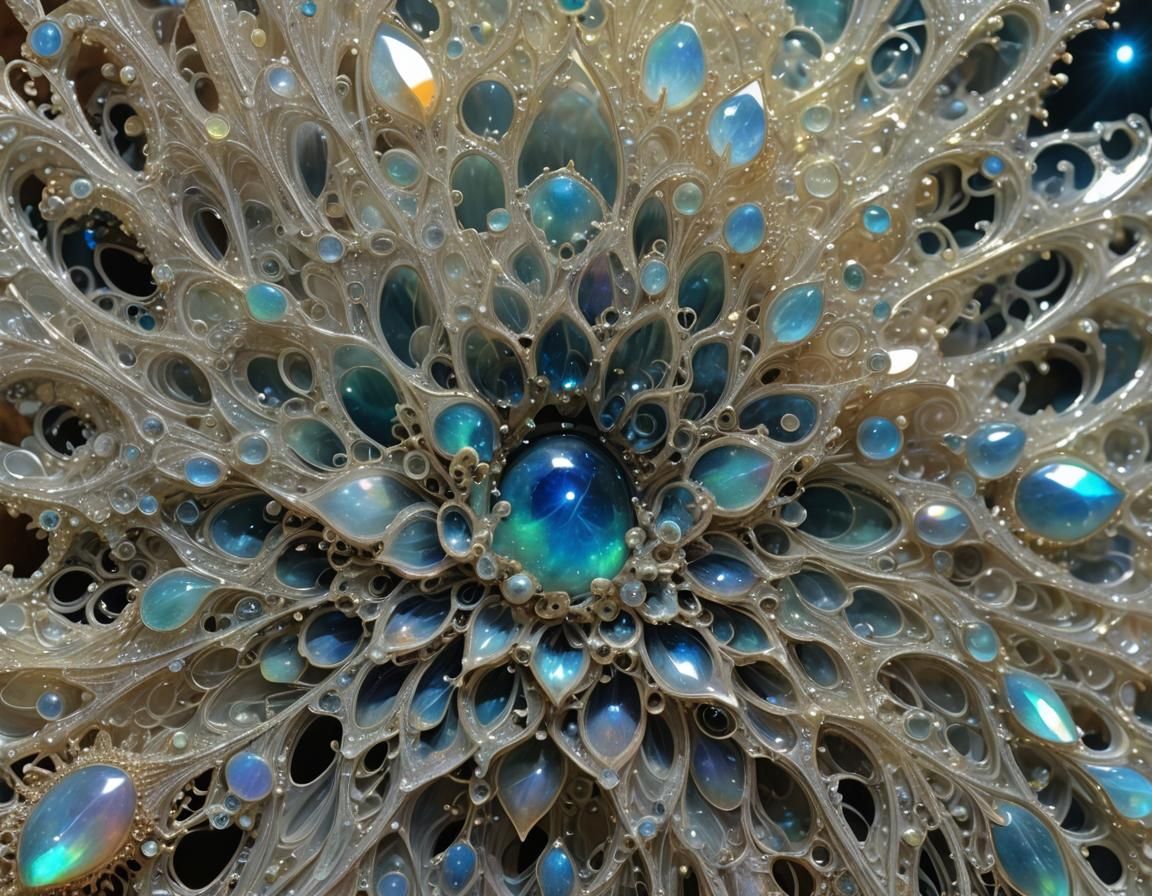 Ethereal Ghostly Sculpture in Spectrolite Opalescent Style