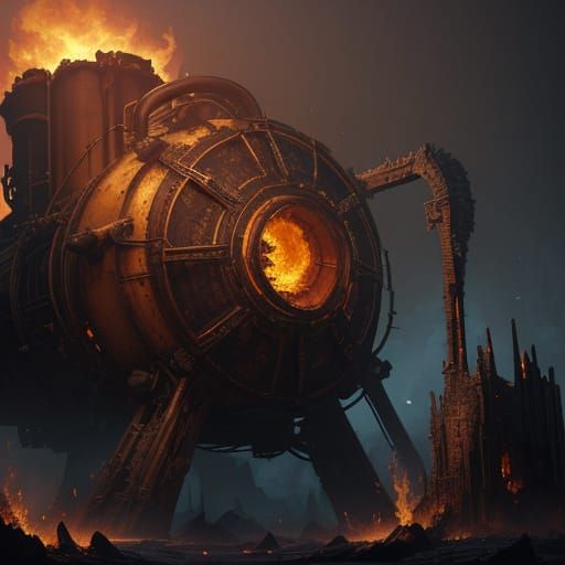 Dark Fantasy Heat Furnace Masterpiece in Ornate Style