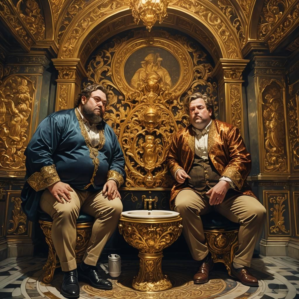 Baroque Toilet Scene with Two Figures