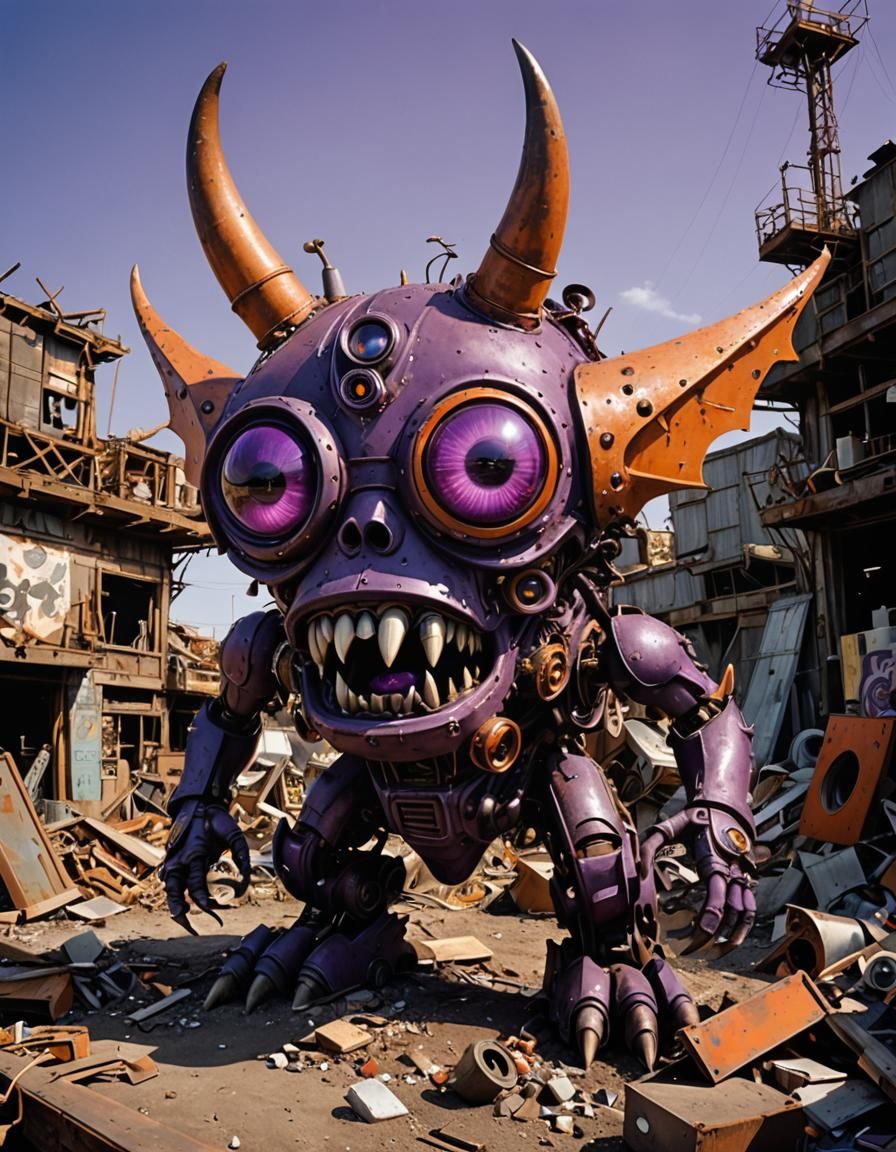 Cyberpunk Junkyard Monster Assemblage Sculpture