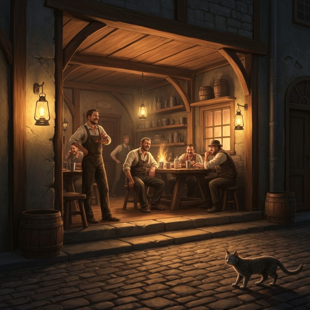 Cozy Tavern Interior Opens to Cobblestone Alleyway