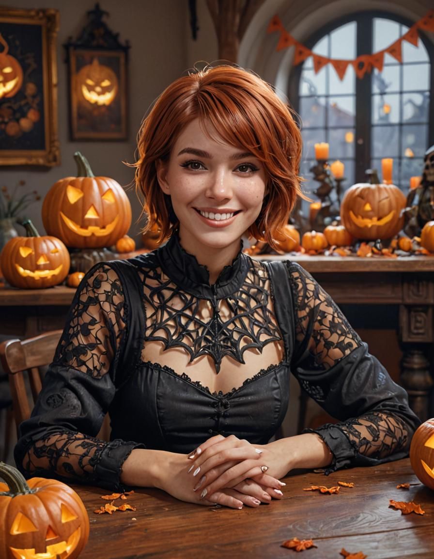 Halloween Portrait in Hyperdetailed Digital Art Style