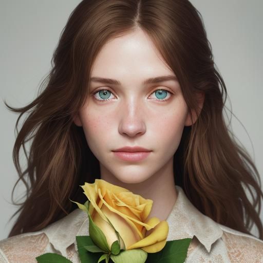 Girl with Rose: Soft Focus Studio Portrait