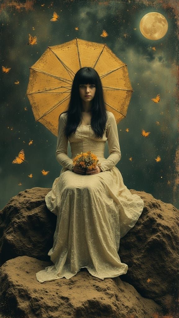 Ethereal Bride in Muted Colors, Cyberpunk Style