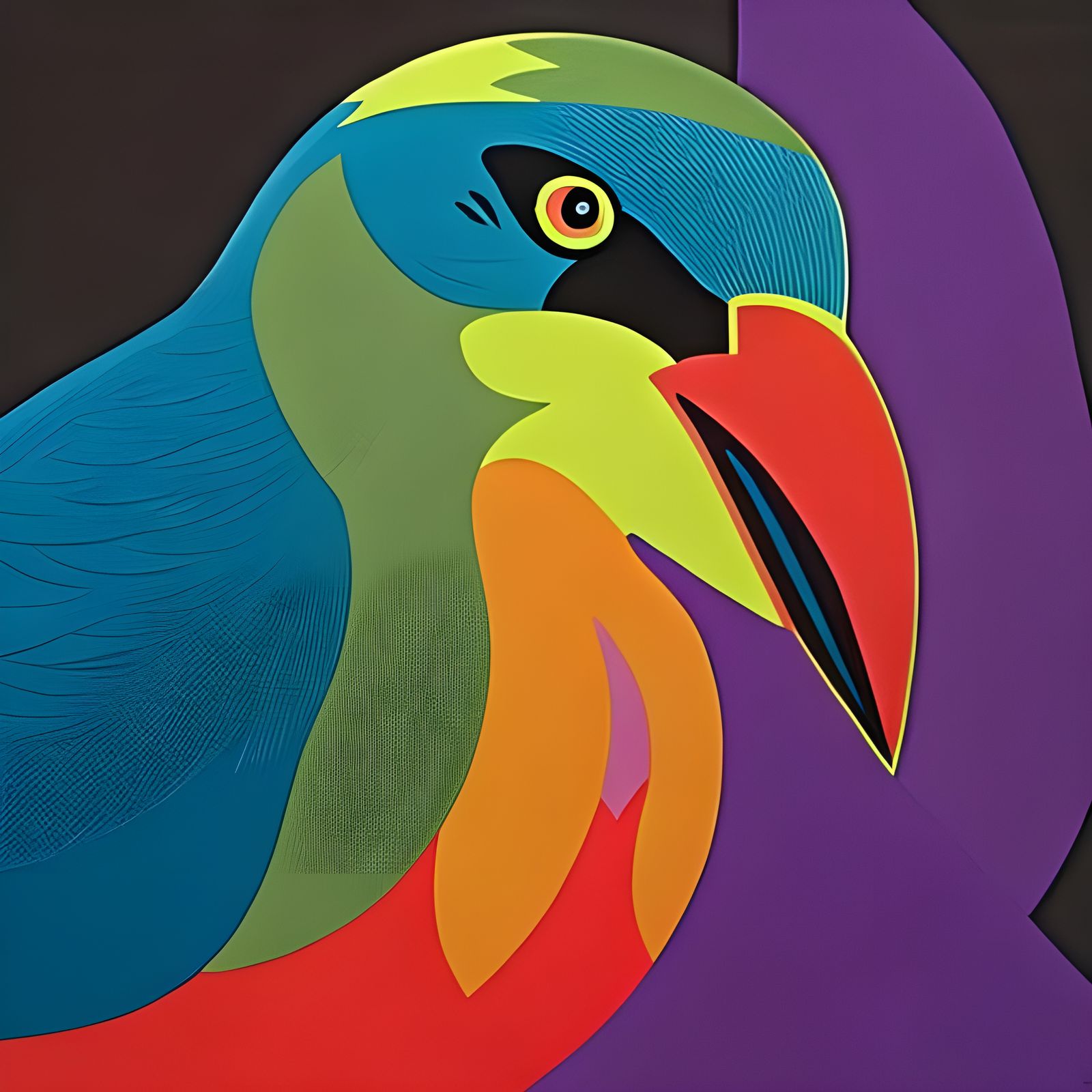 Whimsical Bird Portrait in Surreal Style