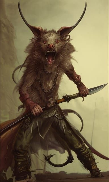 Fierce Wererat Warrior Portrait