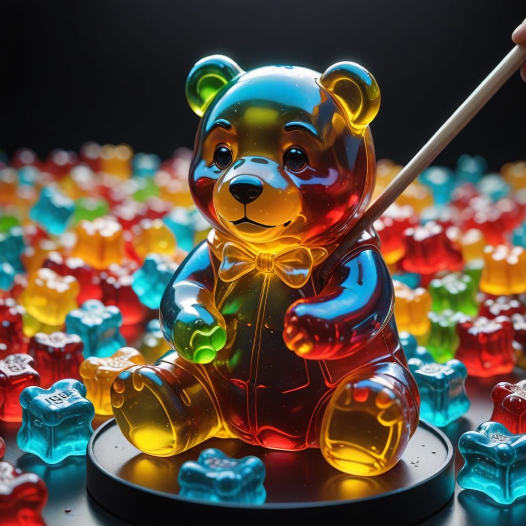 Precision Selection of Gummy Bears in 3D Anime Art