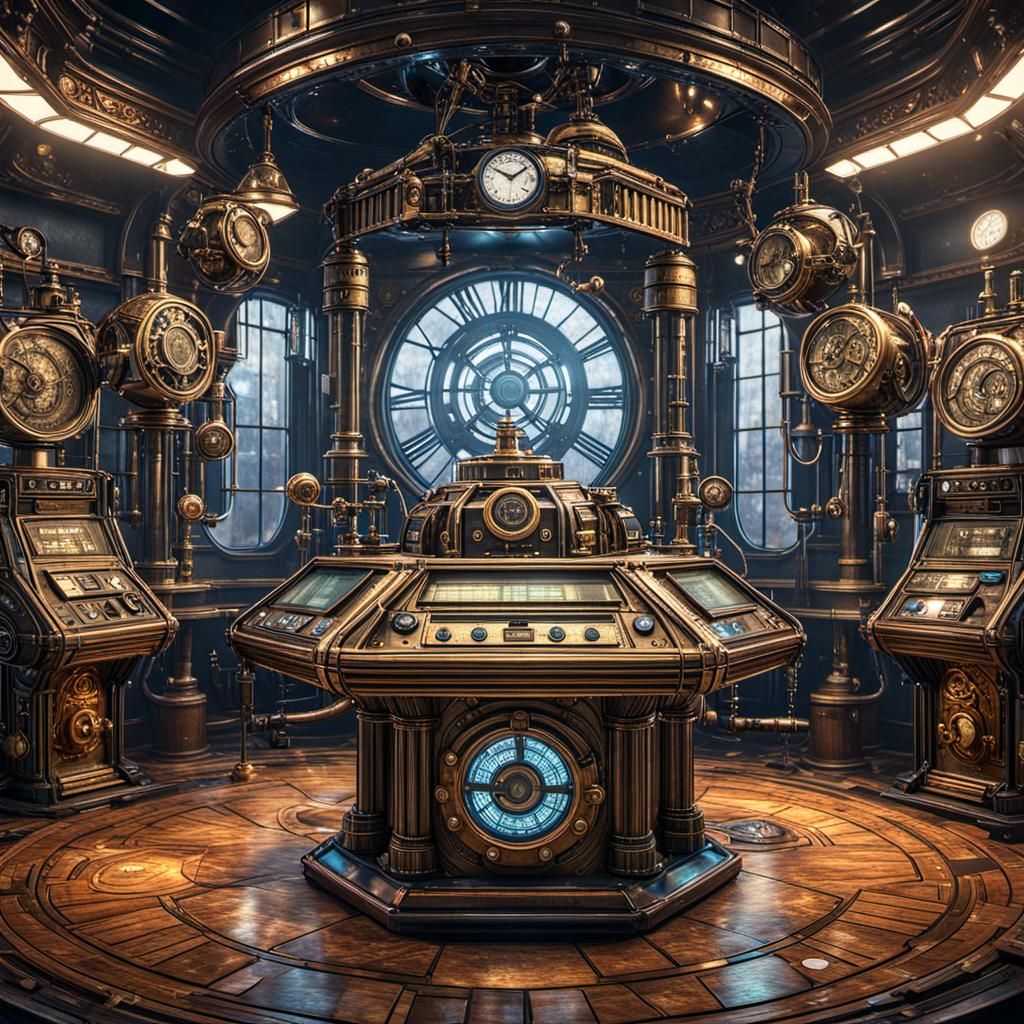 Steampunk TARDIS Console Room in 3D