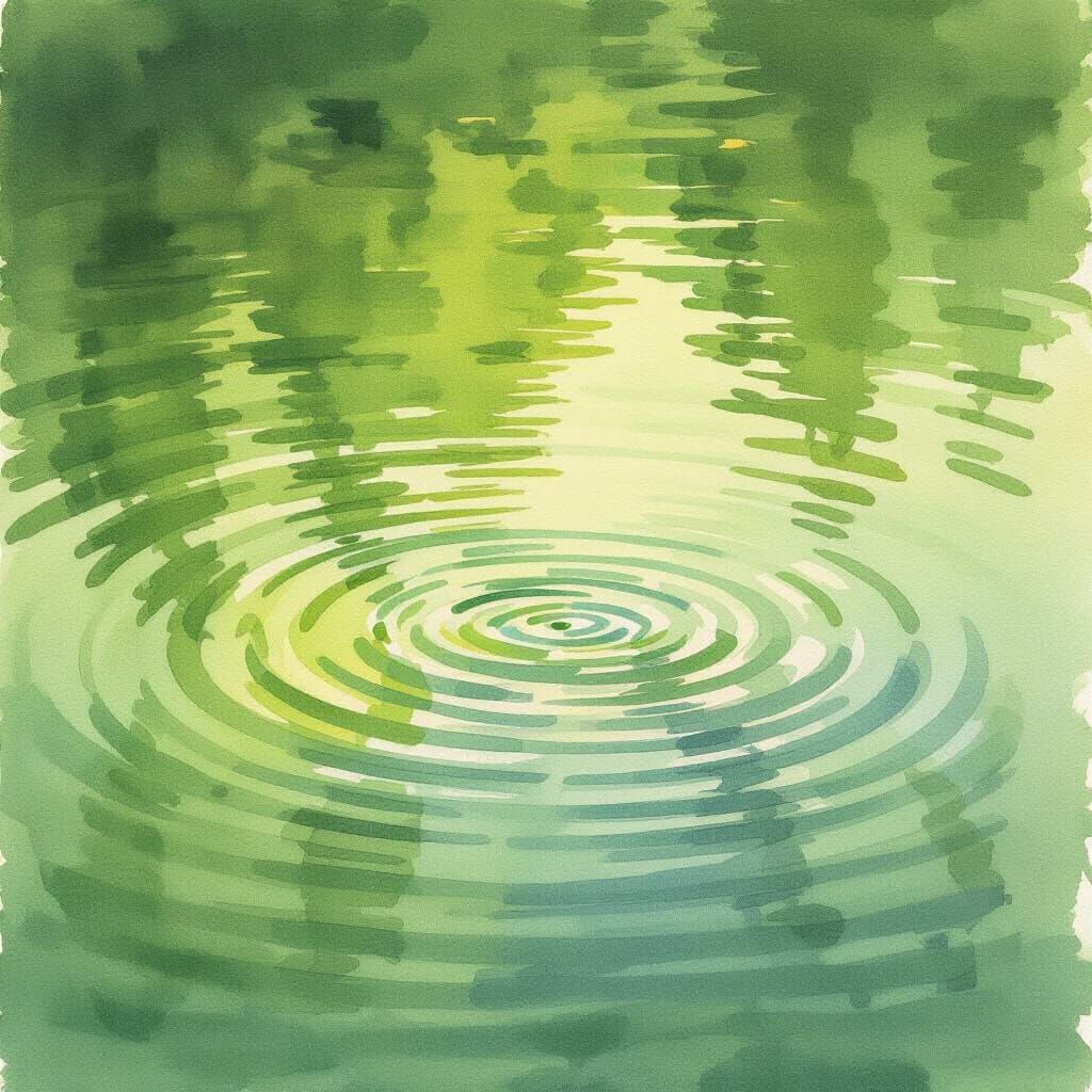 Watercolour Ripples in Green Liquid, Turner-Inspired
