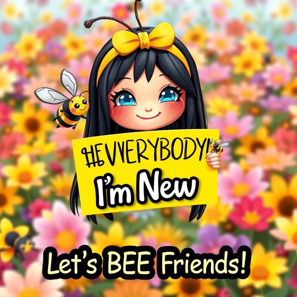 Whimsical Cartoon Bumblebee Girl in Vibrant 3D Kirigami Styl...