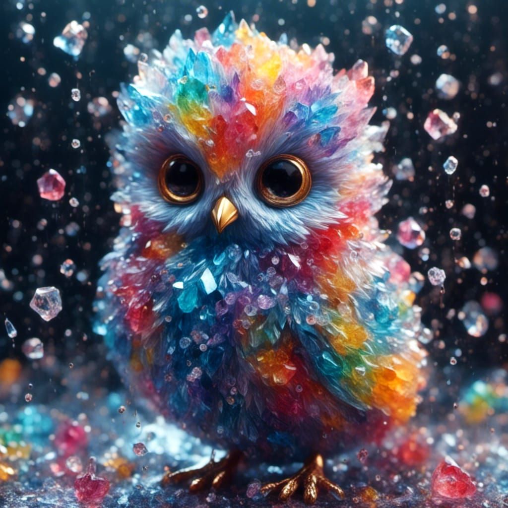 Rainbow Crystal Chick in Anime Art Style