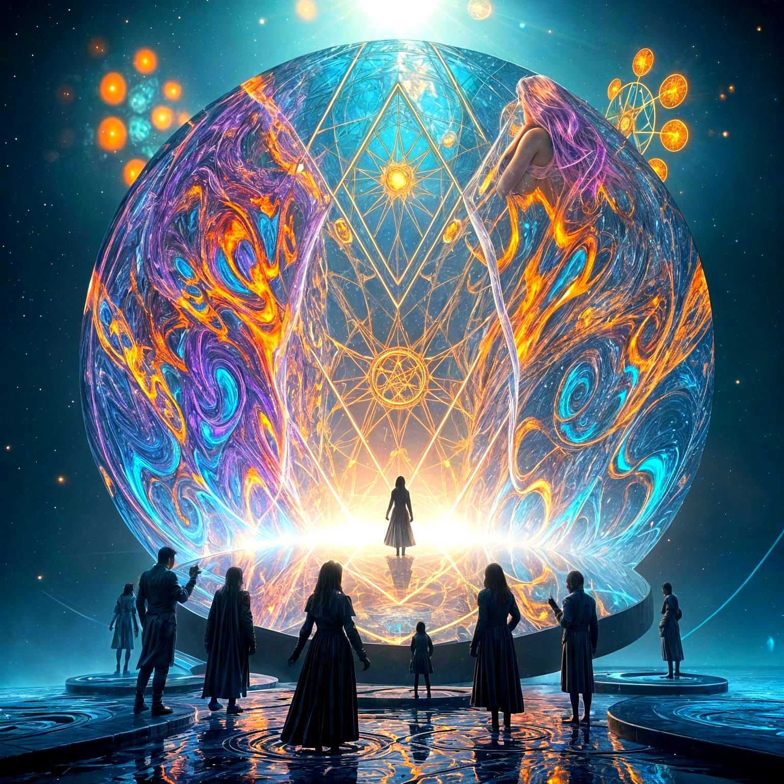 Surreal Liquid Light Mirror Reflects Multiverse Dimensions