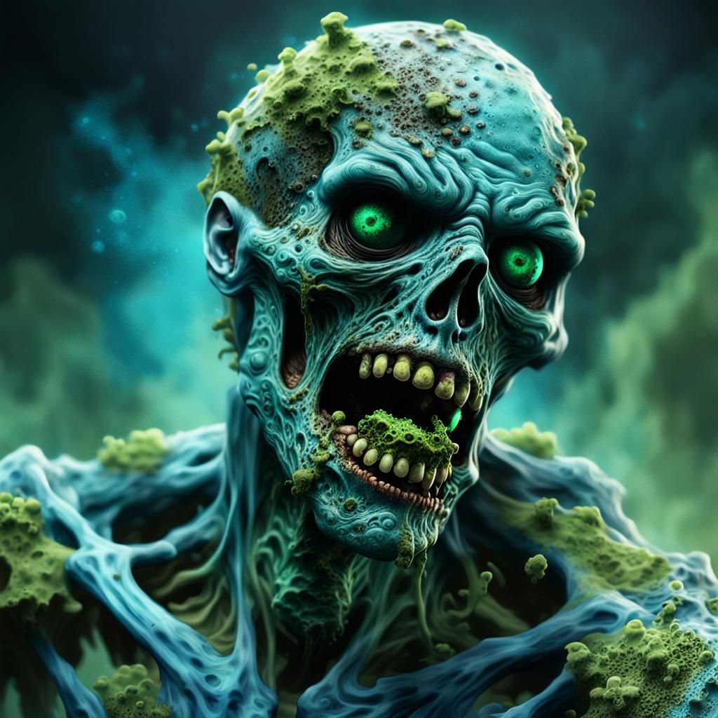 Rotting Cheese Zombie with Blue Mold: Digital Art