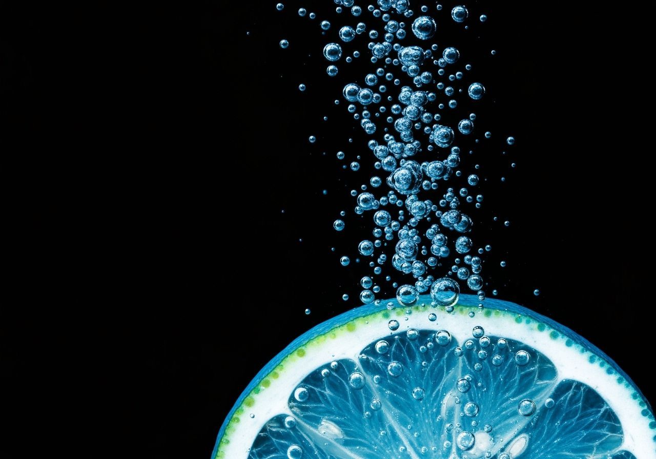 Stunning Blue Citrus Slice with Bubbles