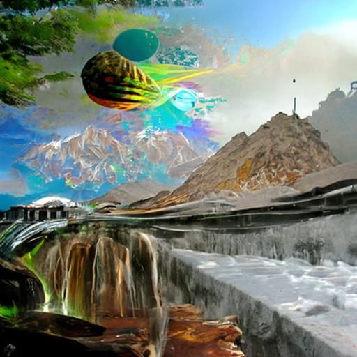 Russian Spaceship Orbits Alien Waterfall Planet