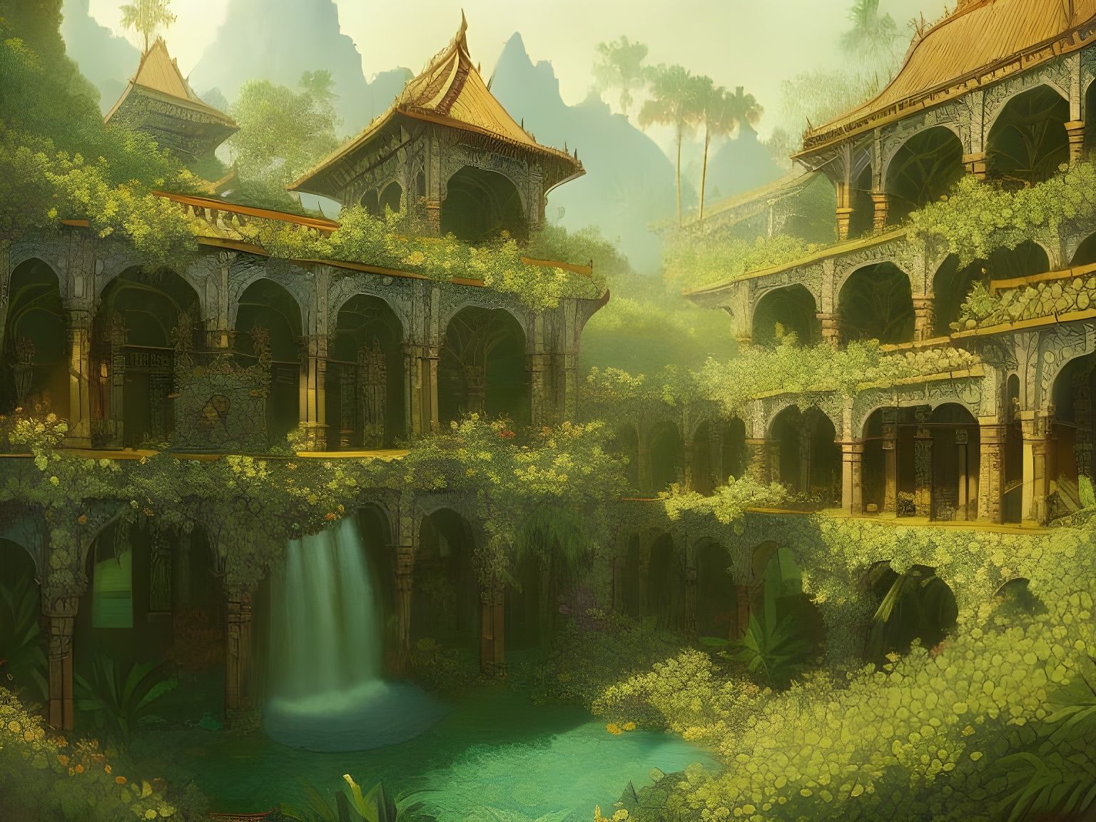 Lush Jungle Villa with Rococo Details