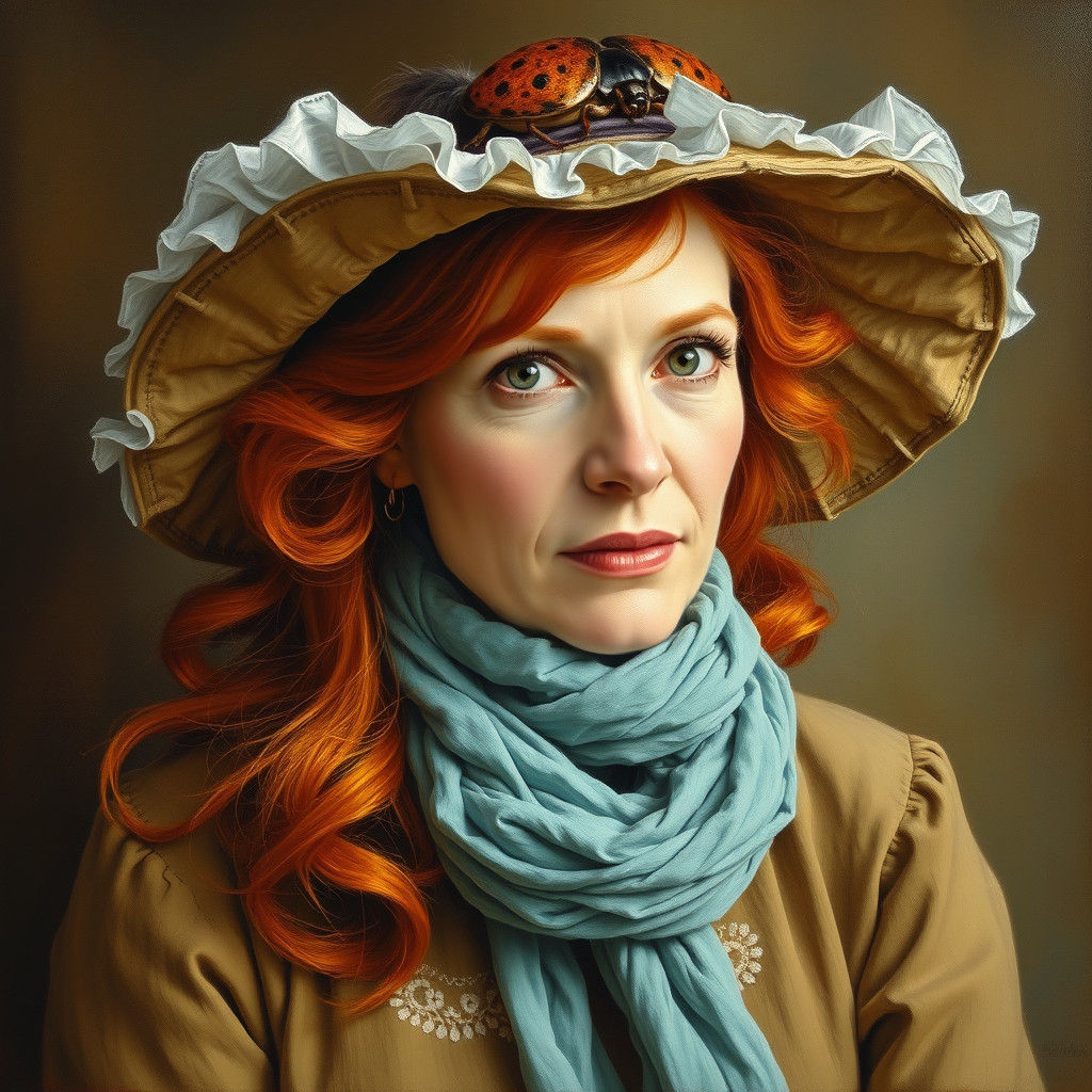 Elegant Woman in Beetlesque Headgear