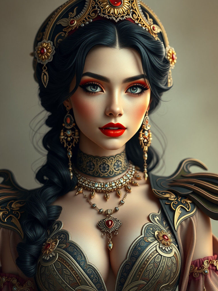 Elegant Fantasy Beauty in Neo-Deco Style
