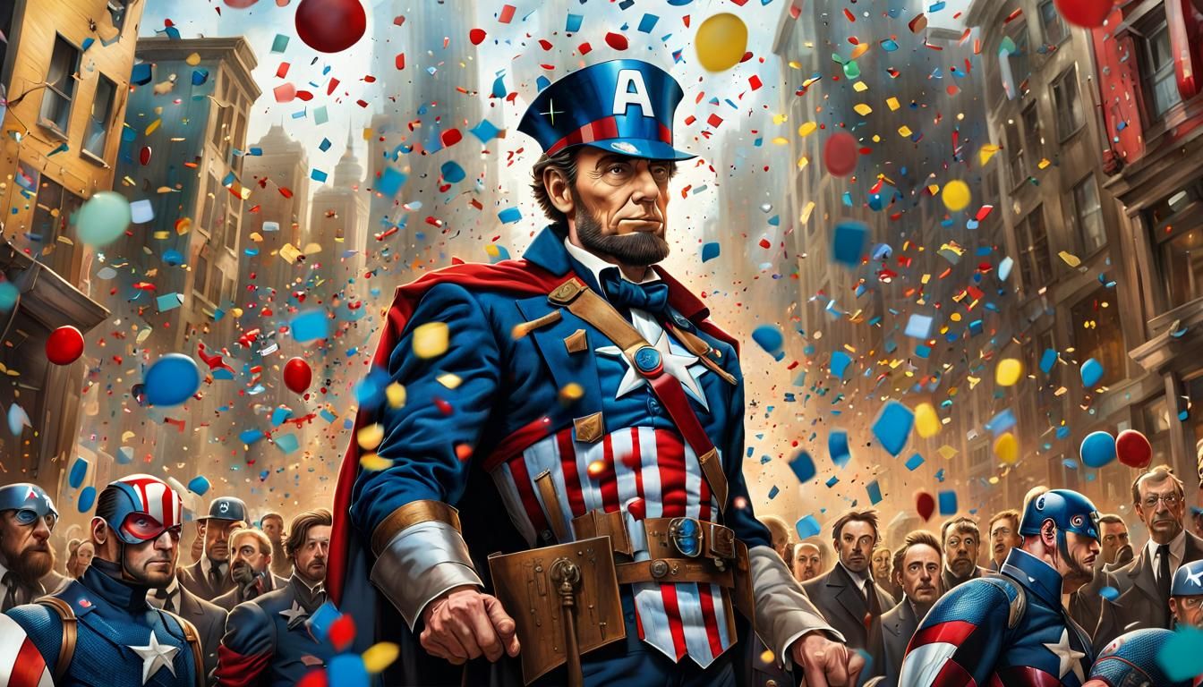 Abraham Lincoln as Captain America in Art Brut Style