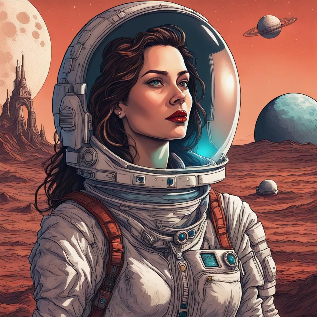 Astronaut on Alien Planet Fantasy Art