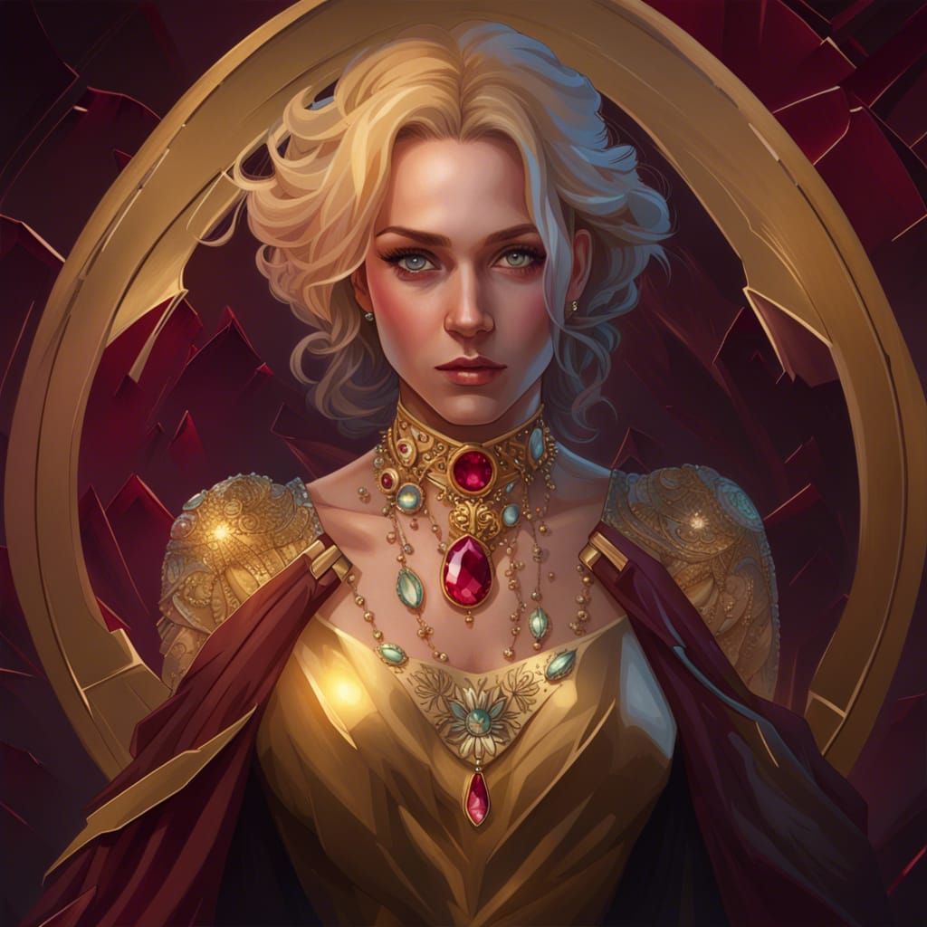 Golden Haired Woman Portrait in Hyperdetailed Style