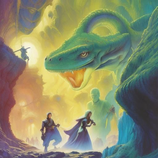 Lizard Monster Attack in Space Opera Style