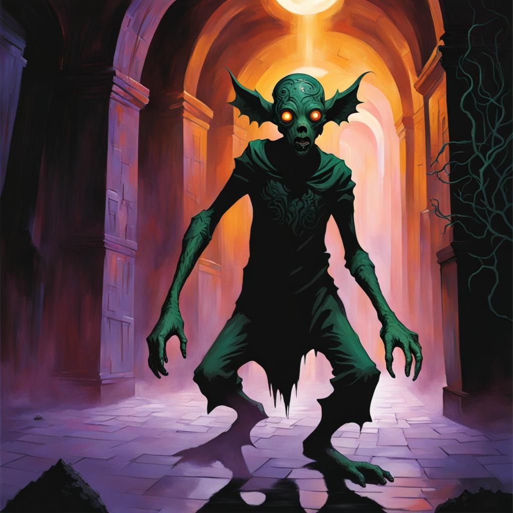 Sinister Creature Guiding Children Through Maze